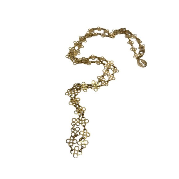 TORY BURCH SIGNATURE LOGO GOLD TONE CHAIN LINK NECKLACE LONG 32" LENGTH LAYERING - Picture 6 of 12